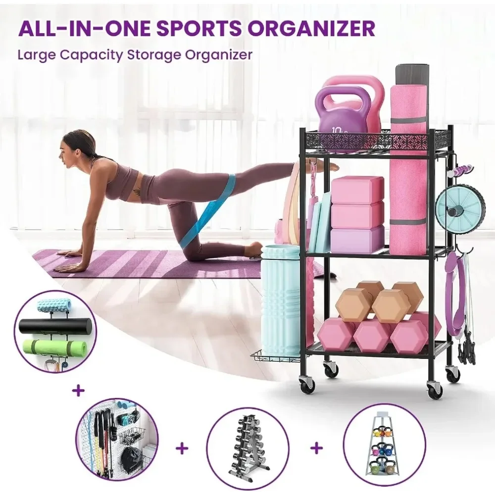 Storage Rack, Home Gym Storage Rack Yoga Mat Holder, VOPEAK Workout Storage for Yoga Ma