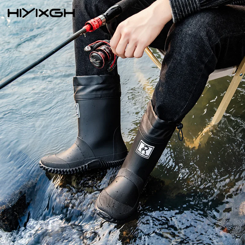 Men's Women High-End Rain Boots Closed Rainproof and Waterproof Mid Calf Length Non-Slip Drawstring Rubber Boots Big Size 36-51 view 3