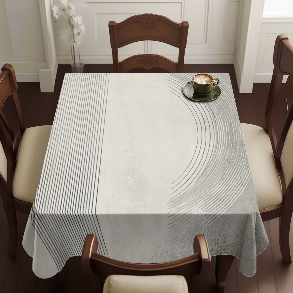 Open the JIT 1PC tablecloth with a delicate light-colored striped pattern in square shape. Made of 100% polyester. Yzb