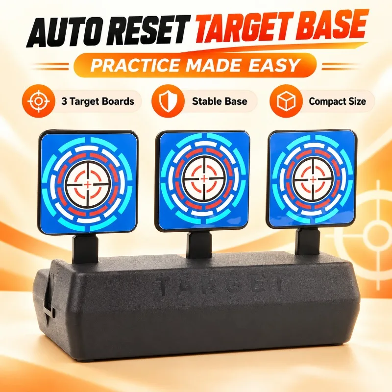 Tabletop Casual Play Hobby Target Set, 3‑Plate Auto‑Reset Plastic Practice Prop for Backyard Fun Activities