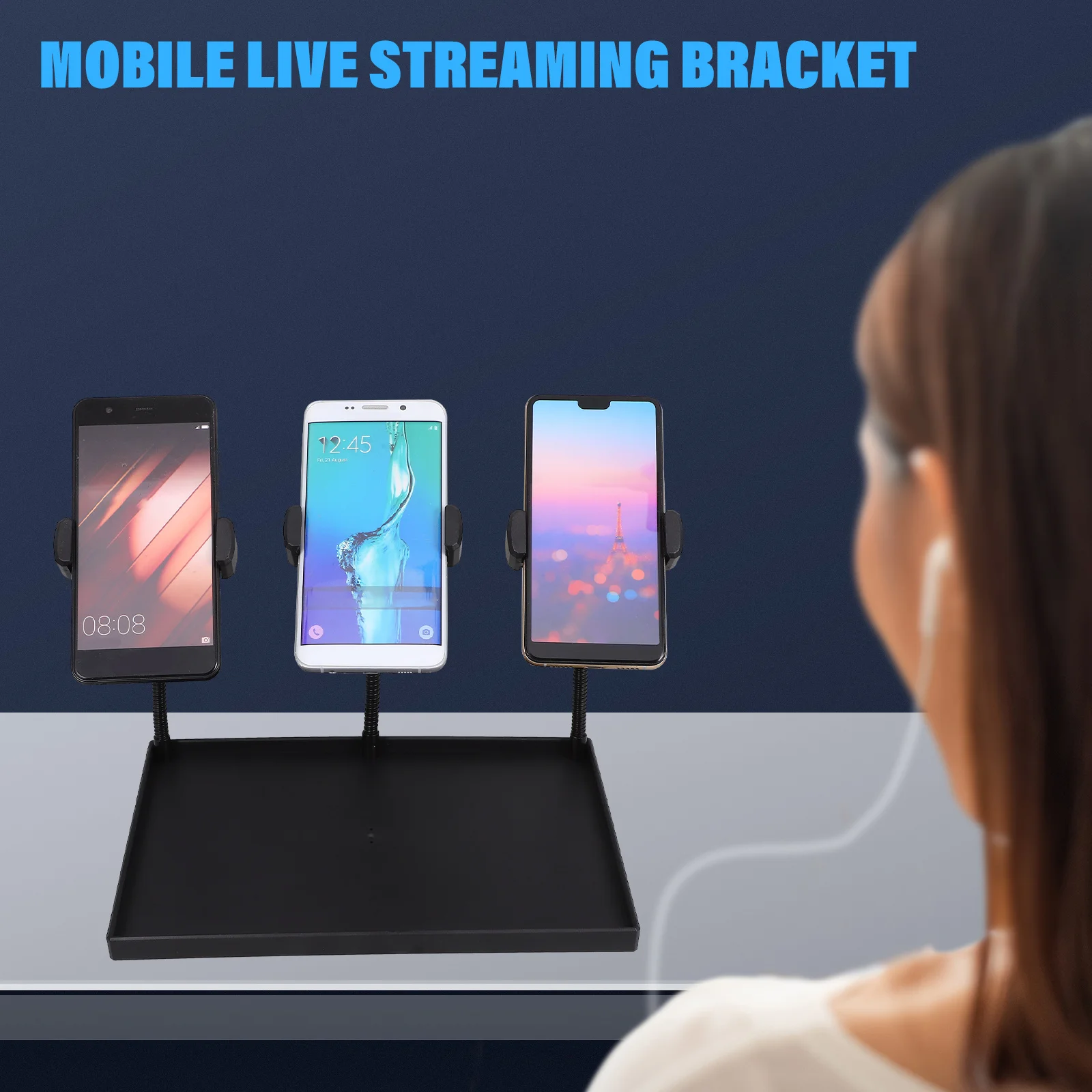 

Clip-On Sound Card Tray Microphone Stand Shelf Holder For Live Streaming Phone Broadcast Abs Durable Rack Stand Clamp-On Movable