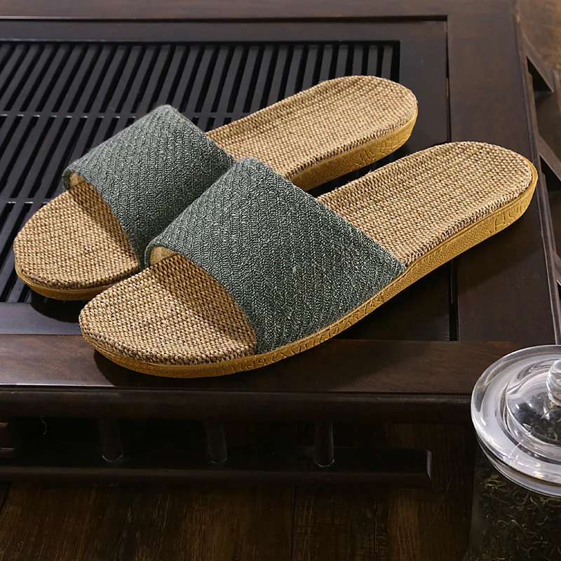 New Home Couple Slippers Cotton Linen Slippers Anti-slip Men and Women\'s Thick Soles In Summer