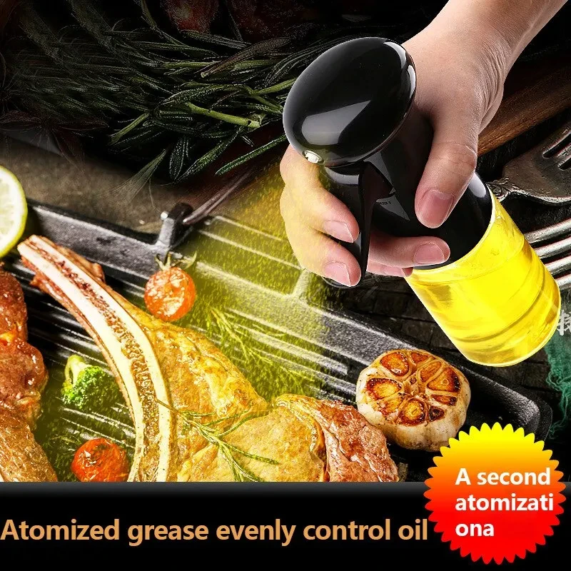 1PCS Black Transparent Kitchen Oil Bottle Cooking Oil Spray Olive Oil Bottle Fitness Barbecue Spray Oil Dispenser Household image 5