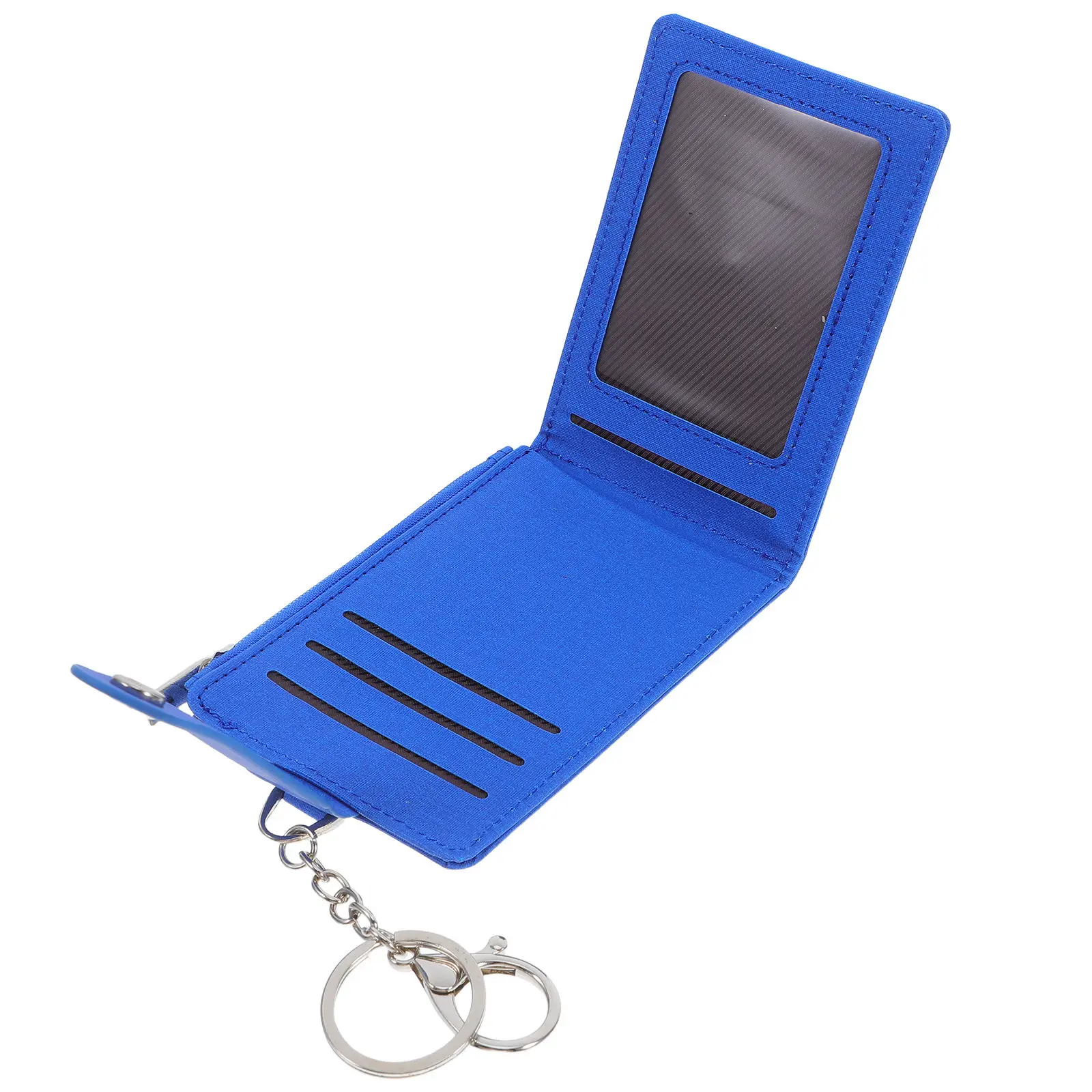 

Stylish Small Credit Card Holder with Key Chain Wallet for ID Bus Pass Nurse Badge Case PU Organizer for Men Women