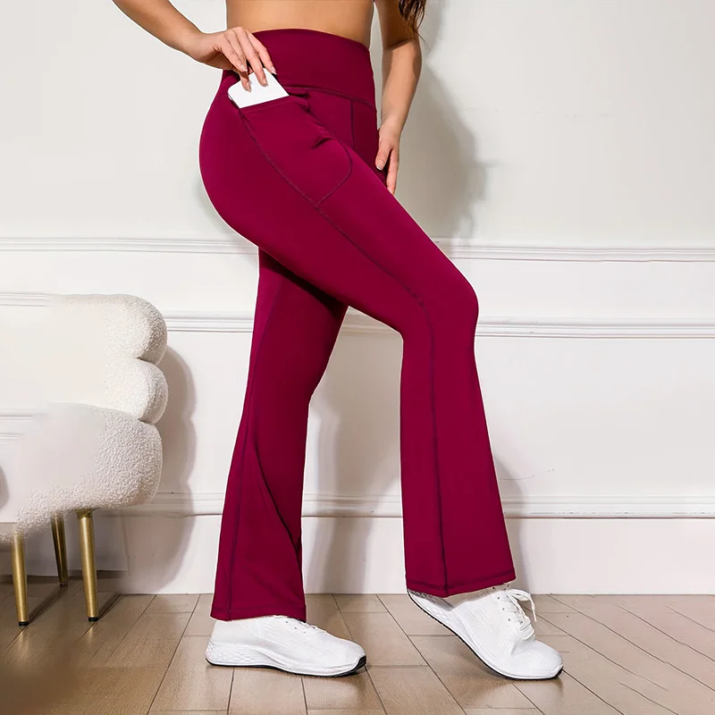 Bootcut Yoga Pants for Women High Waisted Yoga Pants with Pockets for Women Bootleg Work Pants Workout Pants image 2