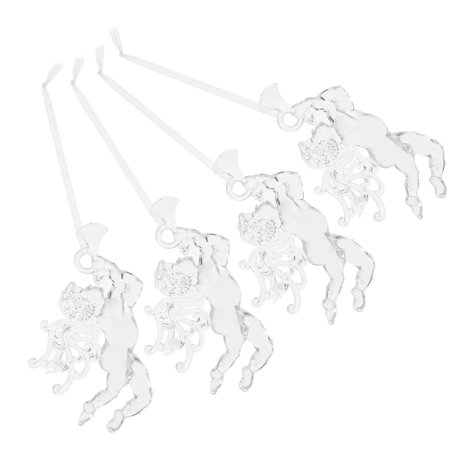 

4Pcs Acrylic Clear Christmas Angels Ornaments Transparent Cupid Hanging Decorations Tree Pendants Holiday Window Decor