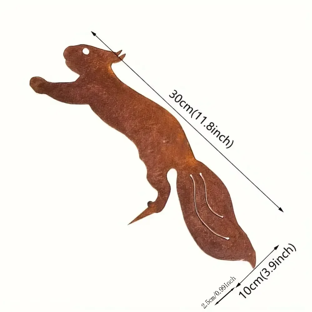 Brand Squirrel Tree Stakes Rustic Metal Garden Decor Creative Yard Art Whimsical Outdoor Plant Marker