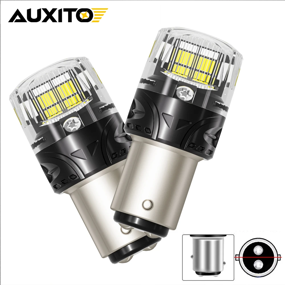 AUXITO 2Pcs 1157 P21/5W LED Canbus Light BAY15D 7507 1156 BA15S P21W For Chevrolet Silverado Truck Honda Car Reversing Light