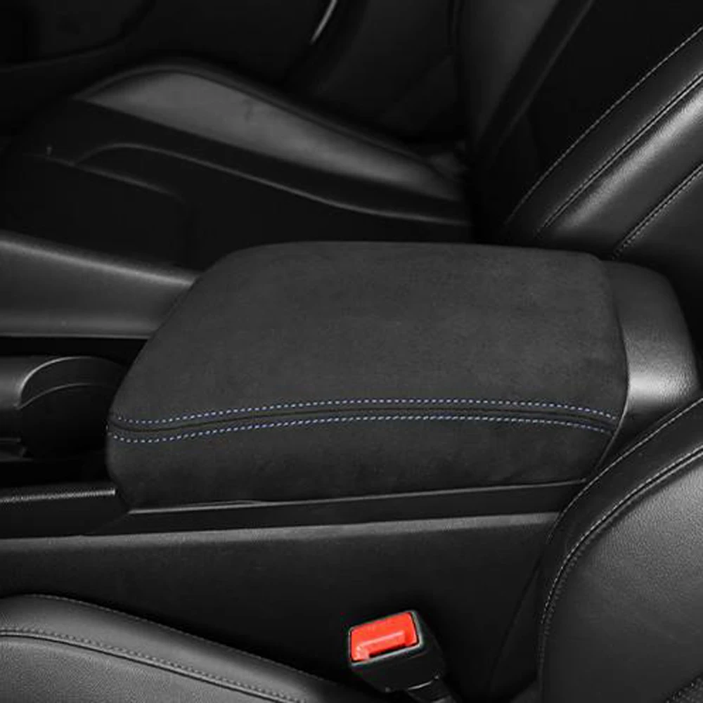 For Hyundai Elantra CN7 Central Armrest Box Case Soft Suede Premium Arm Rest Cushion Protective Pad Red Blue Line