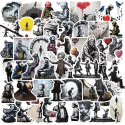 10/50PCS Street Artist Banksy Graffiti Stickers Exquisite Decals Ipai Diary Laptop Guitar Black And White Stickers Wholesale