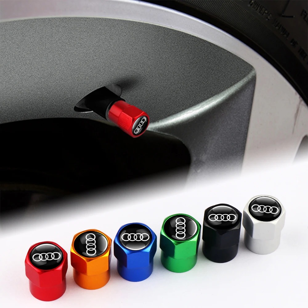 4pc Metal Car Wheel Air Valve Stem Caps Dust Cover For Audi A1 A3 A4 A5 A6 A7 A8 Q2 Q3 Q4 Q5 Q7 TT Sline S3 S4 S5 S6 R8 RS