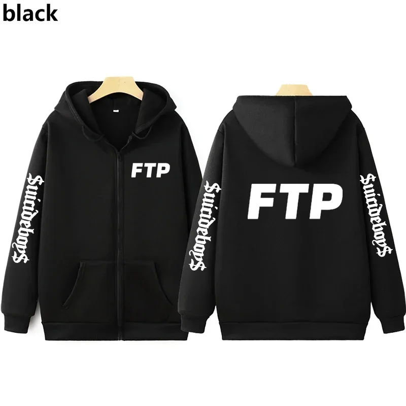 FTP Monogram Full Zip Hoodie, G59 American Western Rap Crew Neck Top Harajuku Hip Hop for Men and Women Suicideboys Gift for Fan