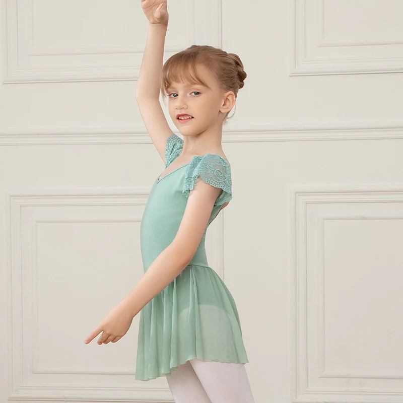 Sukienka do tańca dla dziewcząt, sukienka baletowa z krótkim rękawem, strój do badania fizycznego, strój do ćwiczeń tanecznych dla dzieci, strój do występów tanecznych