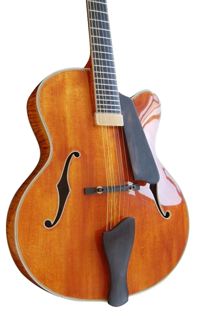 Archtop de cuerpo hueco, guitarra de jazz, madera maciza de arce, instrumentos musicales eléctricos acústicos personalizables