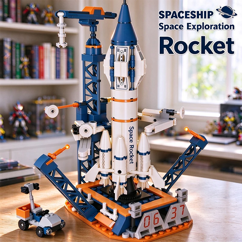 Aviation Manned Rocket Building Blocks Space Aerospace Station Model City Construction Bricks Toys for Children Holiday Gift