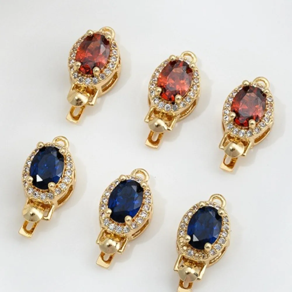 

1 шт., медные застежки, 14-каратное золото, инкрустированные красным и синим яйцом, жемчужная пряжка, браслет «сделай сам», ожерелье, ювелирная пряжка