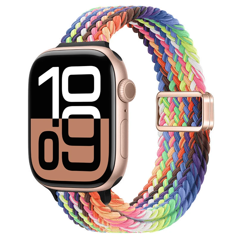 Pulseiras trançadas finas para apple watch band 40mm 41mm 44mm 45mm 42mm 46mm 49mm pulseira magnética iwatch série 10 se 7 8 9 ultra 2