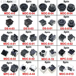 Cltgxdd S-비디오 PCB 마운트, PS2 원형 DIN 마이크로 잭 S 터미널 오디오 비디오 Din 암 소켓 커넥터, 3 핀, 4 핀, 5 핀, 6 핀, 8/9 핀, 5 개