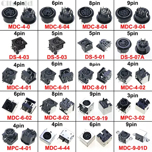 Cltgxdd S-비디오 PCB 마운트, PS2 원형 DIN 마이크로 잭 S 터미널 오디오 비디오 Din 암 소켓 커넥터, 3 핀, 4 핀, 5 핀, 6 핀, 8/9 핀, 5 개 