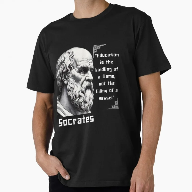 

Portrait Socrates famous Stoicism Gift t shirt Funny Stoic Philosophy Graphic Clothes Short Sleeve All size Tops S-6XL