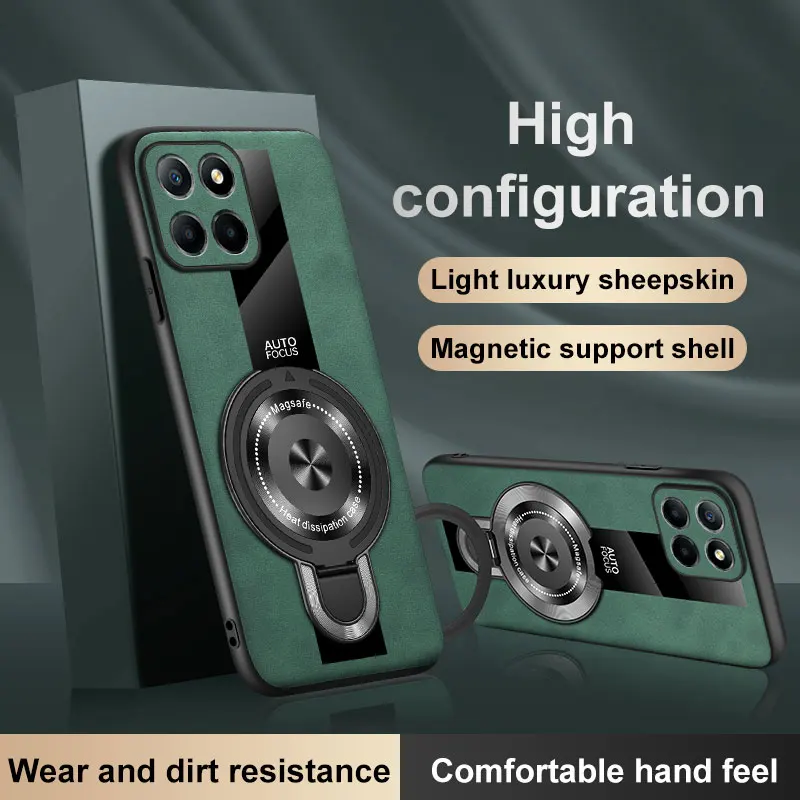 For Honor 400 スマートケース 新型 高級プレーンレザー マグネット式スタンド 耐衝撃カバー For Honor X7d 耐衝撃バンパー ファンダ