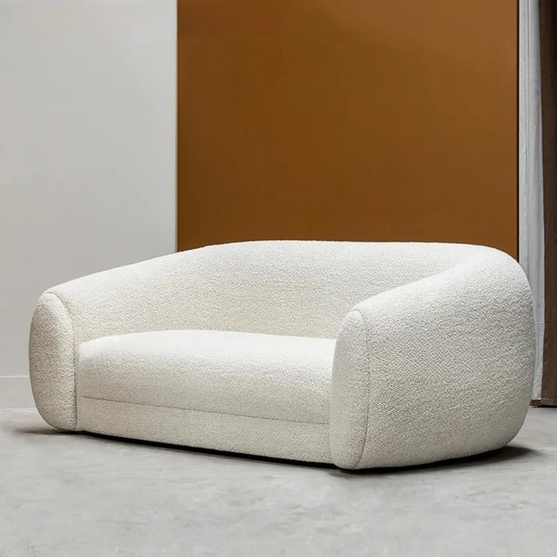 ML  wabi-sandy fabric three-person sofa curved simple modern living room casual sofa chair
