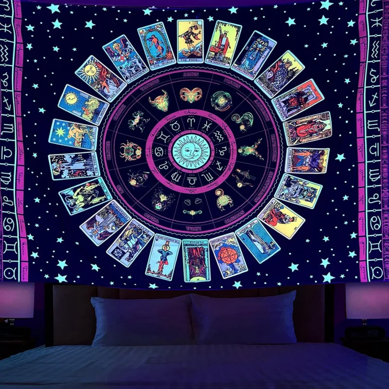VIKAMA Astrologie-Tarot-Wandteppiche, spirituelle Sternzeichen-Wandteppiche, Heimdekorationen für Wohnzimmer und Schlafzimmer, einfach zu installieren