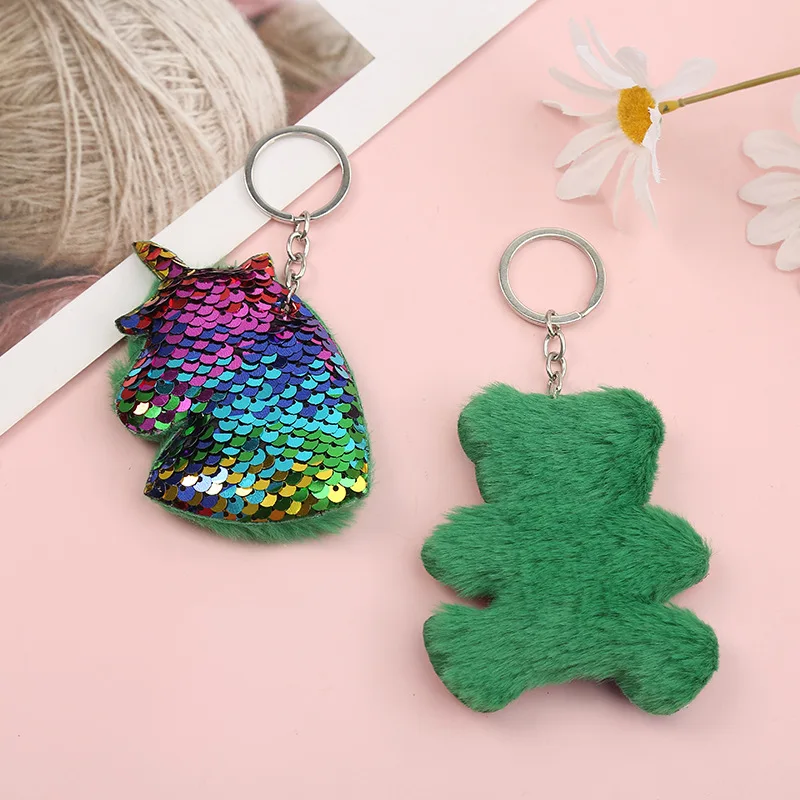 Atacado Sequins Glossy Plush Pendant, Acessórios para saco, Stuffed Gift Keychain, Depósito primeiro para obter desconto, 1000pcs por lote