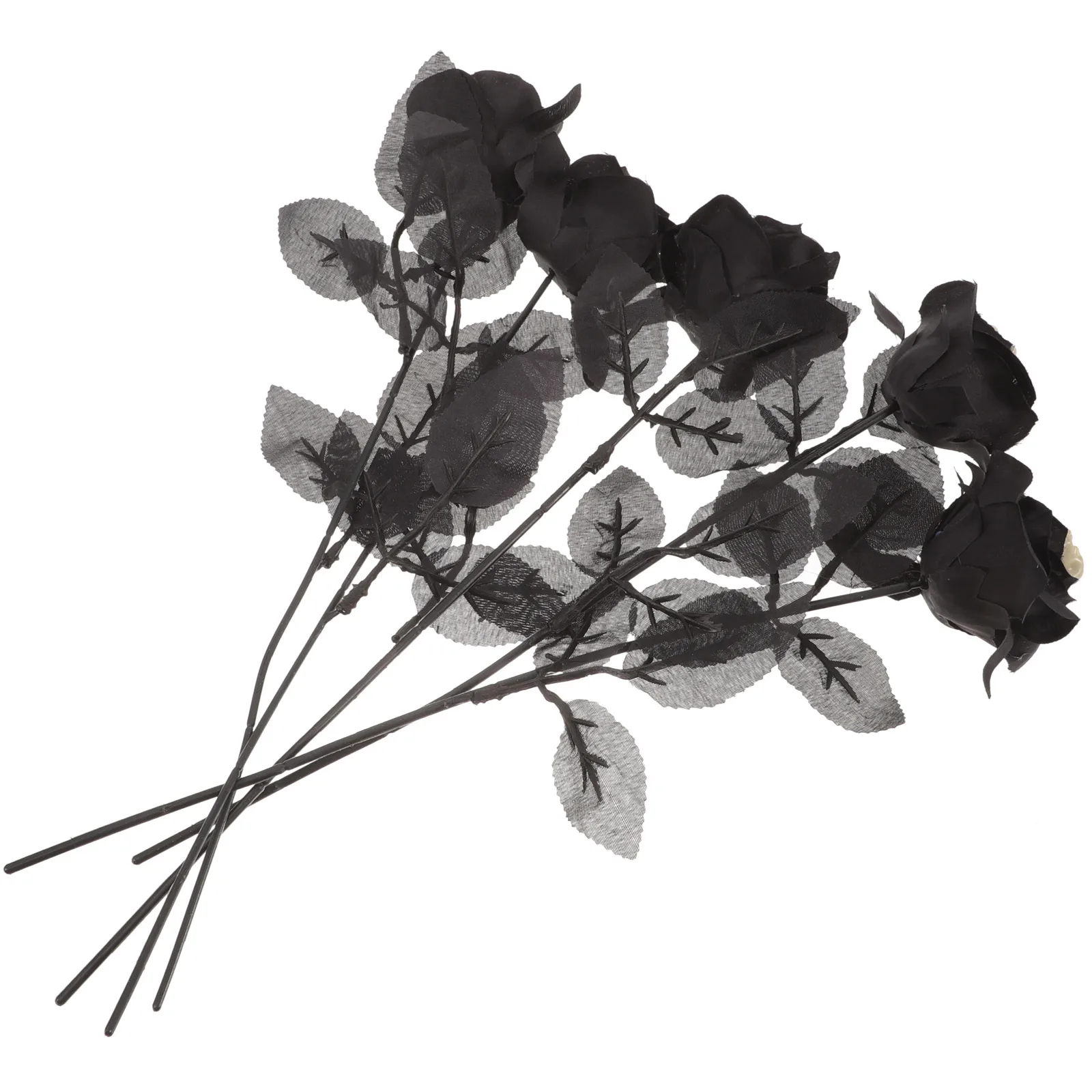 

5 Pcs Artificial Roses Halloween Decoration Simulation Flower Flowers Black Bride