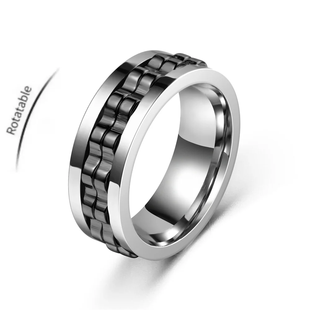 Hot Selling New Casual Stainless Steel Niche Decompression And Anti-anxiety Gear Rotating Ring Wholesale Dropshipping Size 6-13
