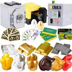 MOC ATM Machines Precious Gold Egg Ore Diamond Building Blocks Precious Safe Deposit Box Wooden Barrel Bank Card Bricks Toys