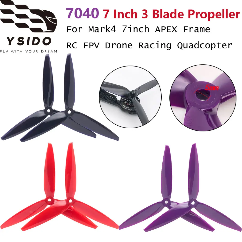

4PCS 7040 7Inch 3 Blade Propeller CW/CCW Prop for Mark4 APEX 7inch Frame RC FPV Drone Racing Quadcopter Plane DIY Accessories