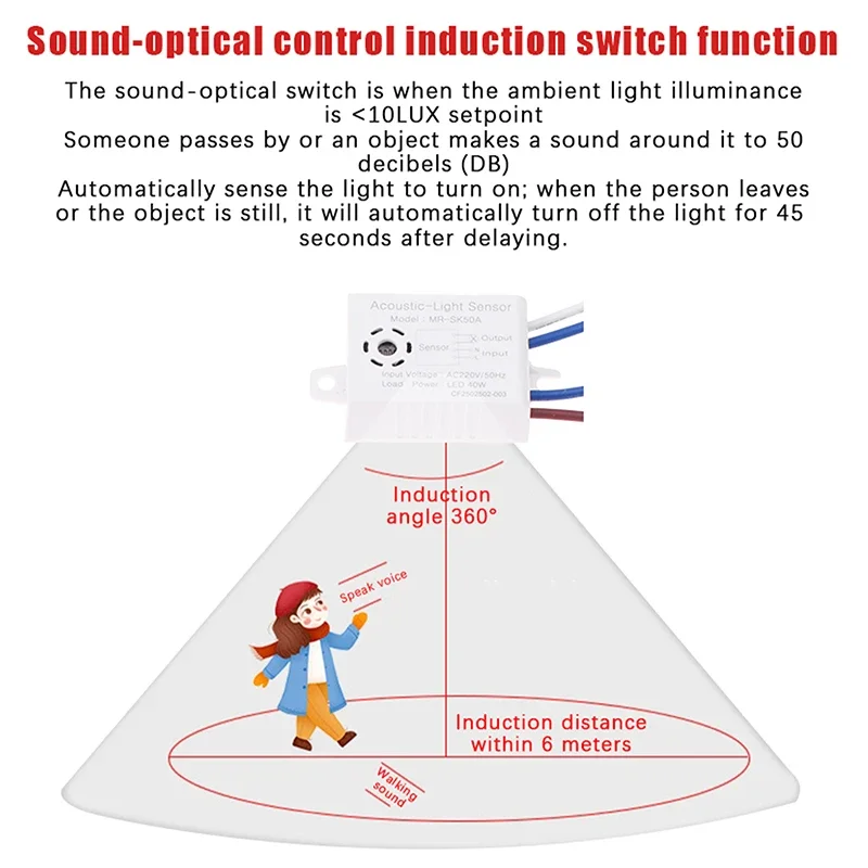 Sound Voice Sensor Switch Modul LED Akusto Optic Control Induktionsschalter Automatische Sprachsteuerung Sensor Detektor