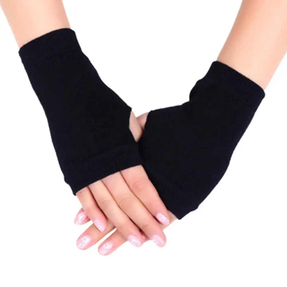 Guantes de medio dedo sin dedos para hombres y mujeres, guantes de punto, Guantes Térmicos cálidos, muñeca sin dedos, guantes de trabajo cálidos, invierno, negro, M9I0