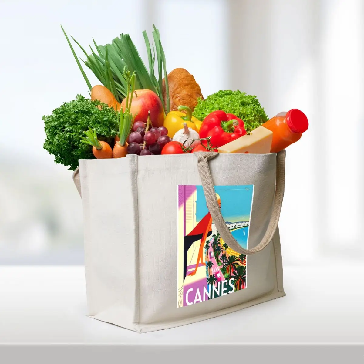 Cannes : Vintage French Riviera Travel Advertising Print Tote Bag sacs de shopping Women bags Reusable bags tote bags men