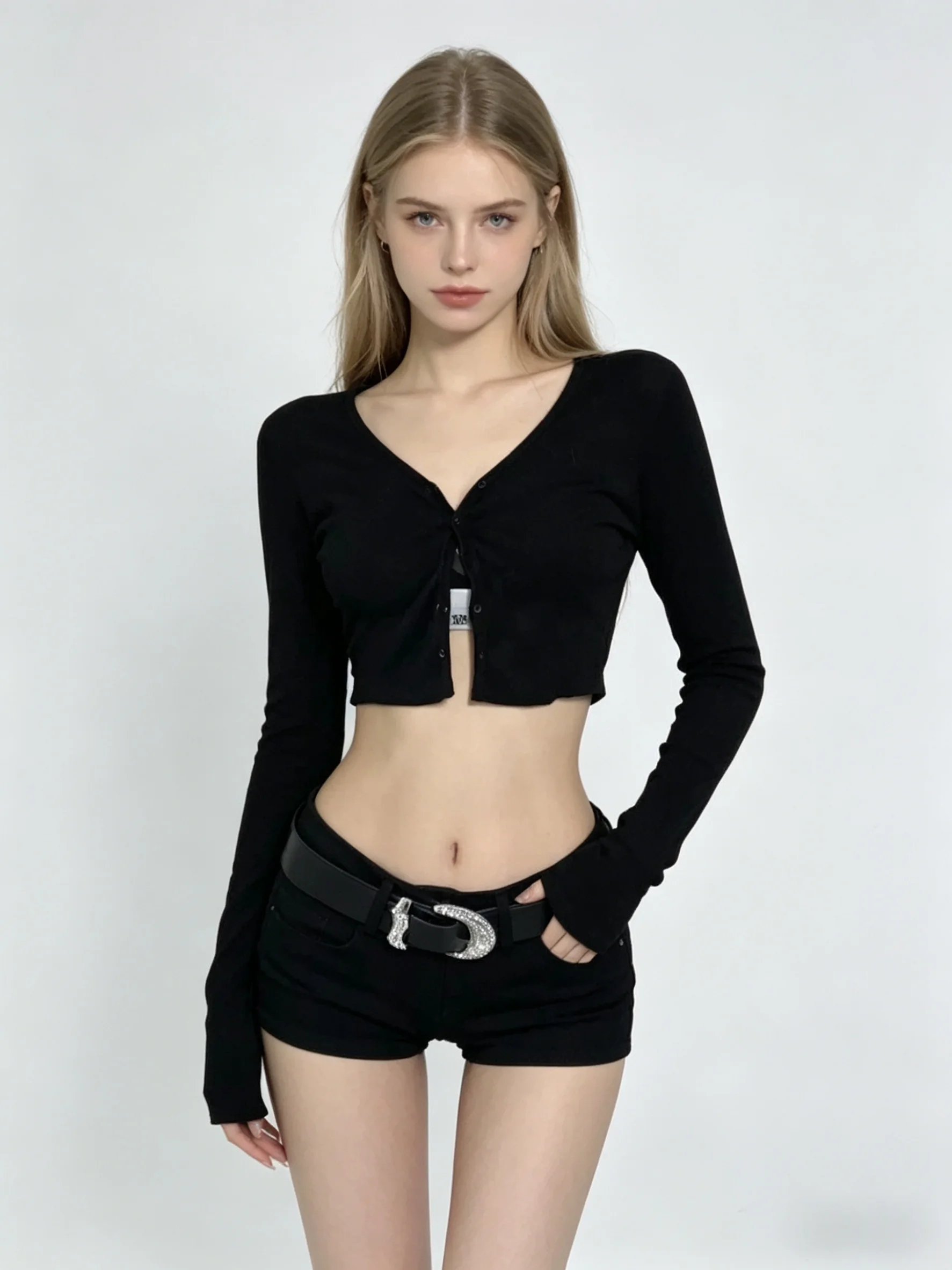 Mini pantaloncini a vita alta neri gotici da donna Y2k 2000s Streetwear Shorts coreano Harajuku pantaloni corti Vintage 2000s vestiti 2024