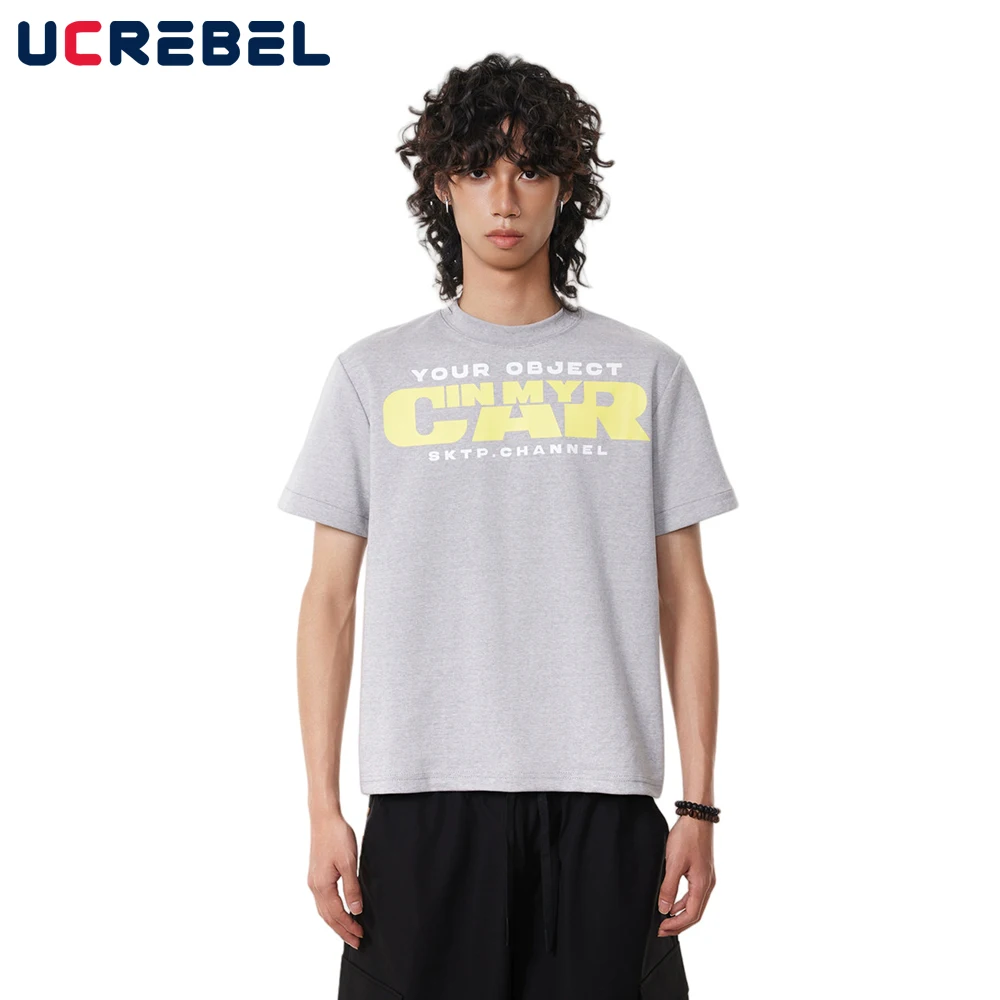 Contrast Paneled Letter Short Sleeve T-shirt Mens Letter Print Retro High Street Straight Shoulder Crew Neck Tee Men Tshirt