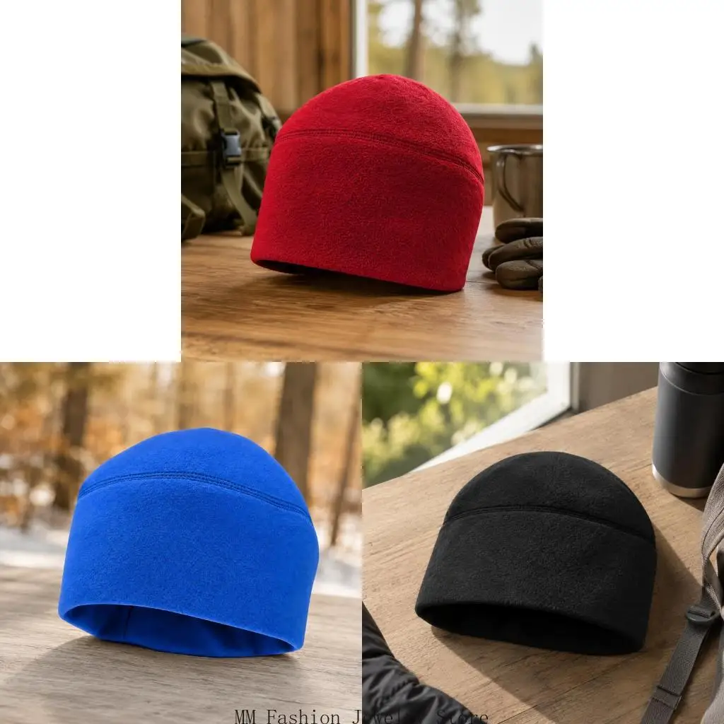 Soft Fleece Skull Cap for Men, Pull-On Hat for Walking and Travel D0UB
