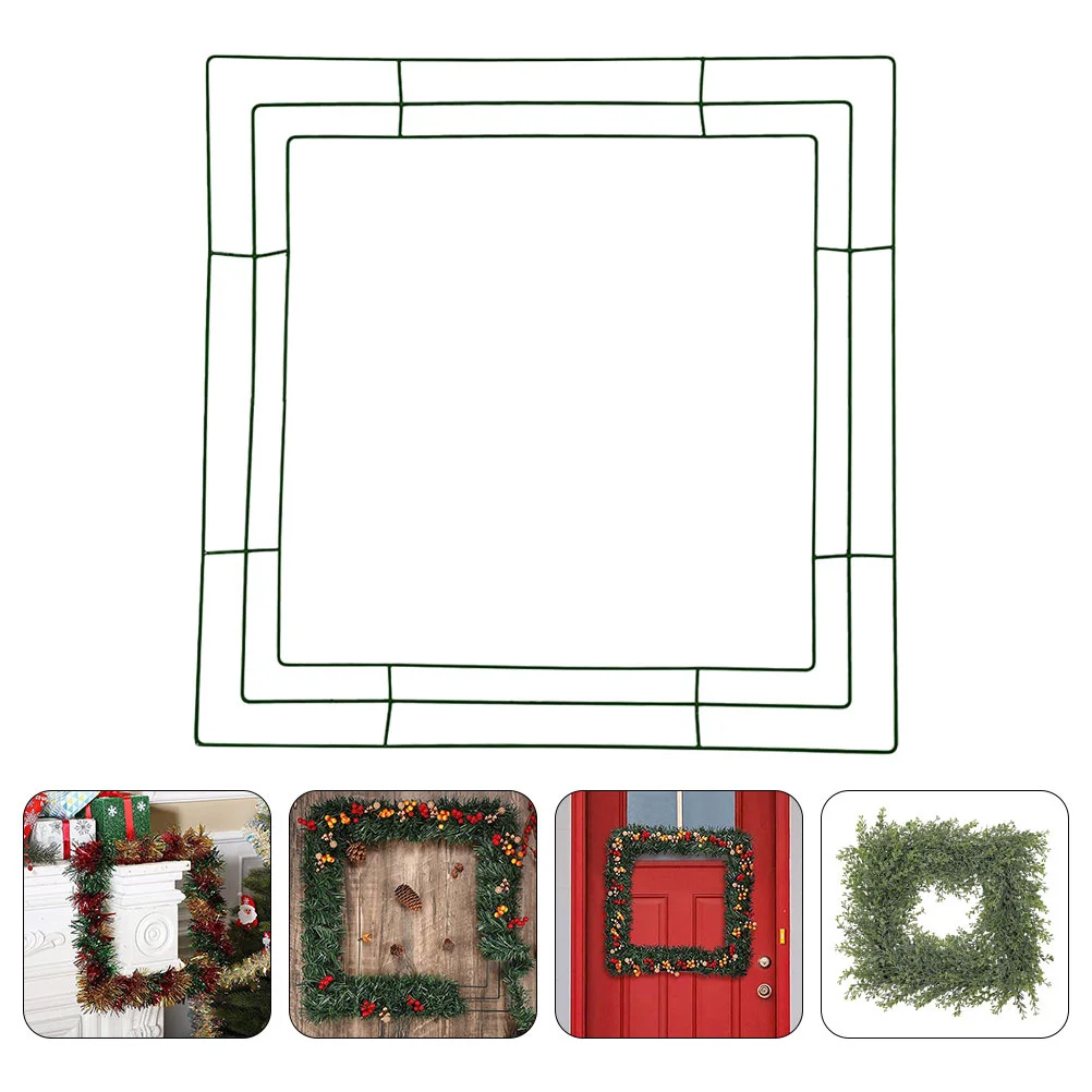 

1pc Square Wreath Frame 40X40Cm Green Metal Diy Floral Hoop Ring For Craft Projects Outdoor Front Door Decor Wedding Party