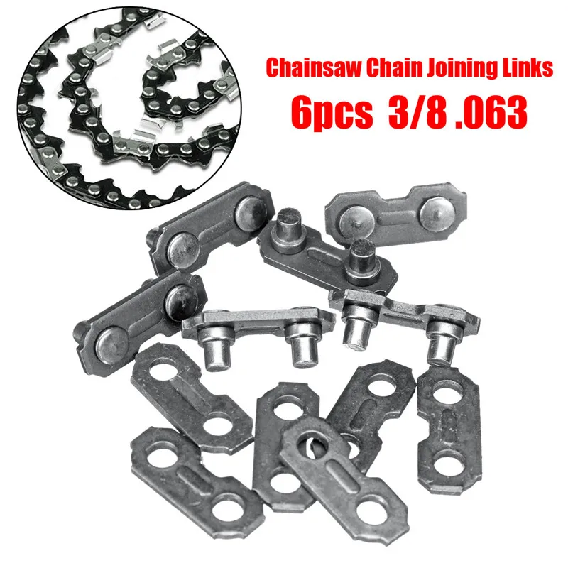 6Pcs Stainless Steel Chainsaw Chain Joiner Link Chain Joint For Joinning Saw 3/8 .063 Chains For Woodworking Chainsaw Parts