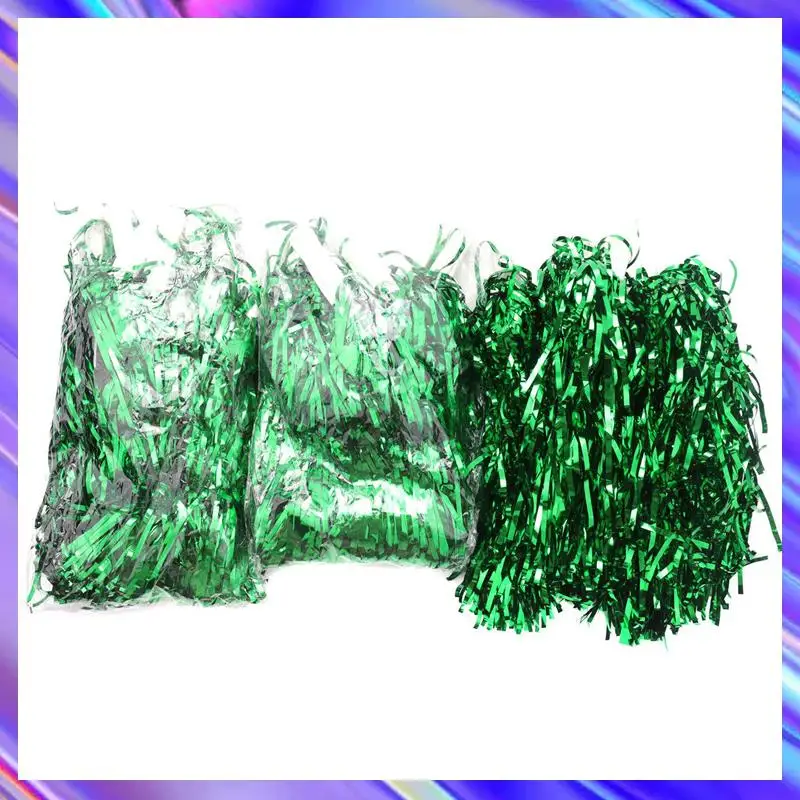 

L71A 72 шт. помпоны для черлидинга из металлической фольги помпоны для черлидинга с пластиковой ручкой для взрослых и детей, вечерние зеленые помпоны для черлидинга