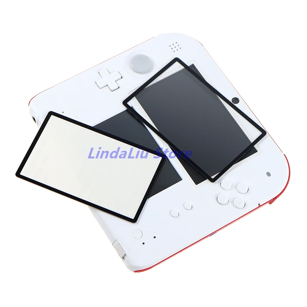 닌텐도 2DS용 상단 LCD 스크린 패널 1개, 상단 표면 미러 외부 렌즈 커버, 상단 LCD 스크린 전면 플라스틱 (블랙/화이트)