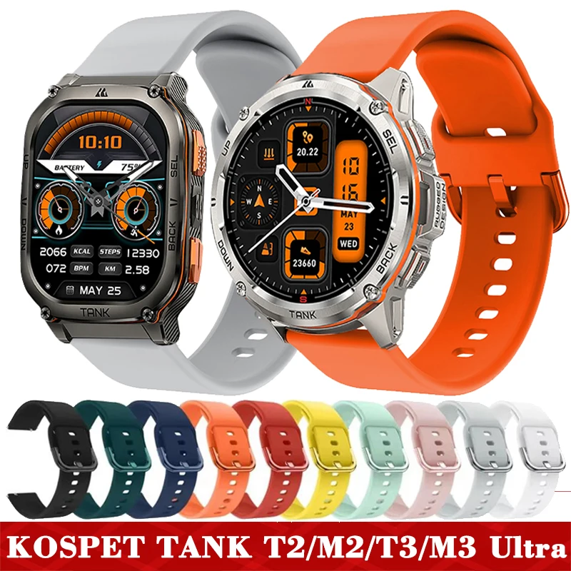 22mm pulseira de silicone para kospet tank m3 m2 t3 t2 pulseira esporte pulseira correa para kospet tank m3 t3 ultra cinto
