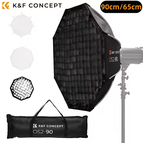 K&amp;F CONCEPT 90cm/65cm Octagonal Softbox with Quick Release Bowens Mount Honeycomb Grid Light Diffusers for Photography Studio