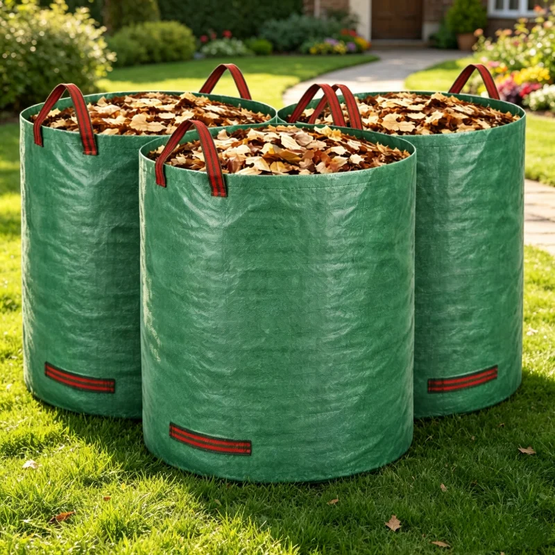 Garden Waste Bags Reusable Heavy Duty Gardening Bags for Lawn,Pool and Yard Cleanup, PP Reusable Leaf Waste Bags For Yard Debris