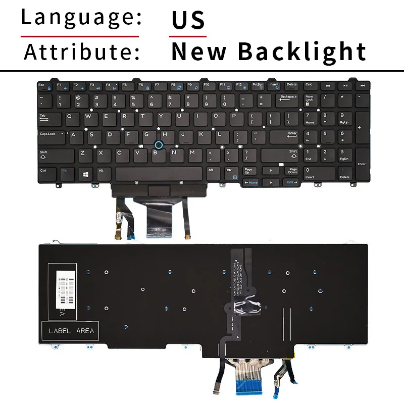 Teclado russo e americano para Dell Latitude, luz de fundo para Dell Latitude E5550, E5570, E5580, E5590, E5591, P53F, precisão M3510, 3520, 7510, 7710, 7720, 7520