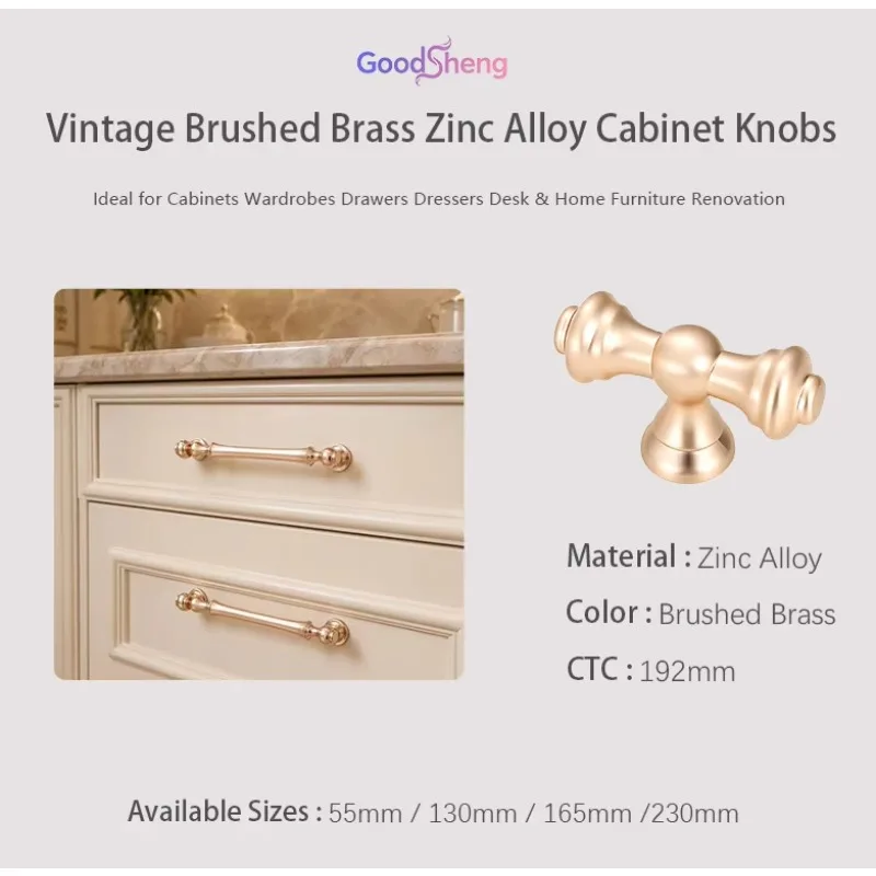 GOODSHENG Zinc Alloy Cabinet Door Handle Light Luxurious Modern Simple Drawer Knobs High-end Solid Antique Wardrobe Door