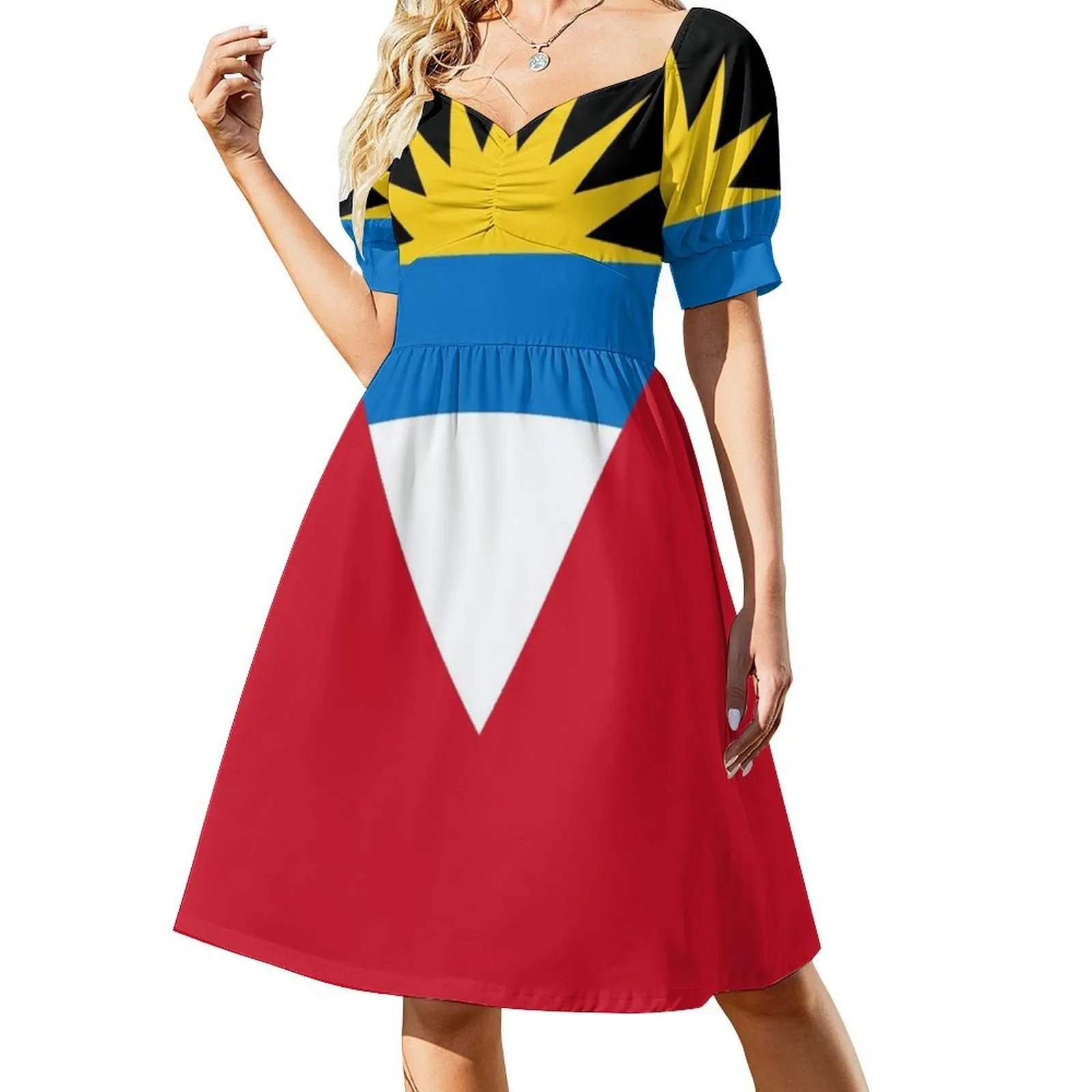 علم أنتيغوا وبربودا بوهو فستان أنيق أنيق موضة شاطئ حفل زفاف ثوب أنتيغوا بربودا أنتيغوا أنتيغوا و