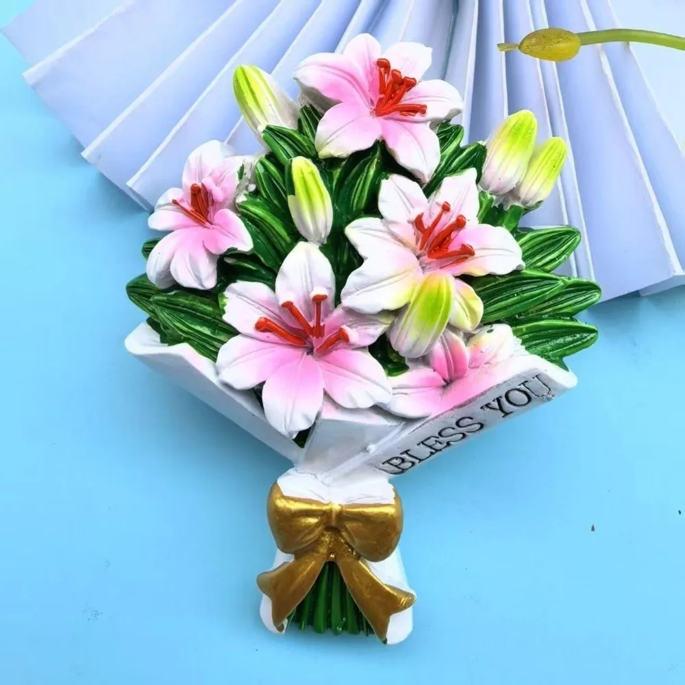 Resin Flower Fridge Magnets Three-Dimensional Realistic Appearance Decorative Fridge Magnet Sunflower Rose Refrigerator Magnet