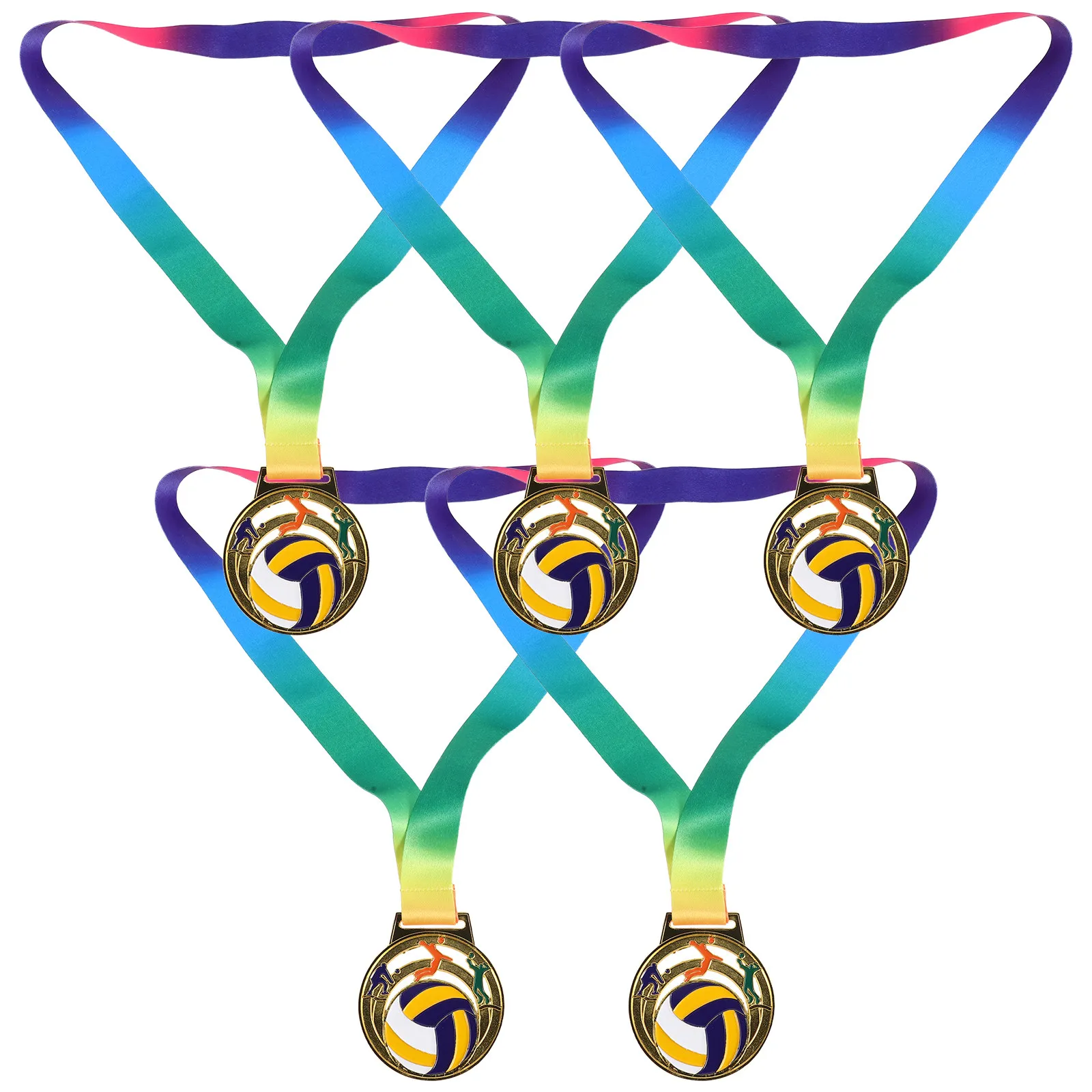 

5Pcs Volleyball Award Medals Gold Zinc Alloy Metal Hollow Design Sports Prizes for Competition Tournament Team Recognition Neck